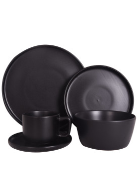 Set Vajilla Pottery Negro 30 pzas.