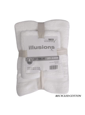 Set 4 Toallas Illusions Blanco