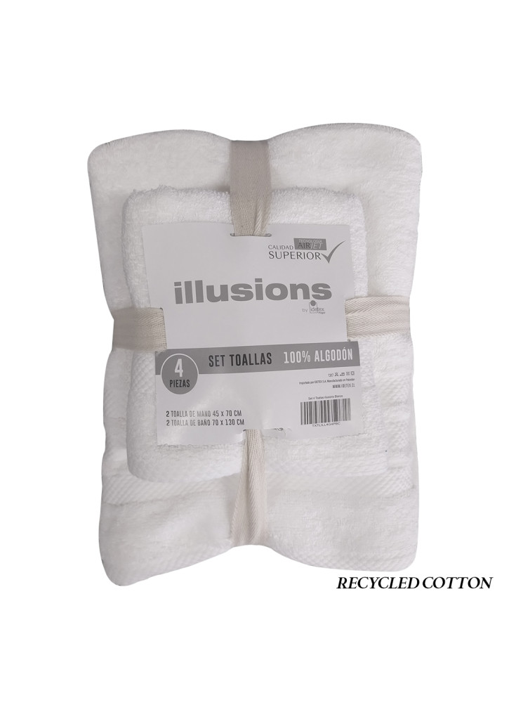 Set 4 Toallas Illusions Blanco