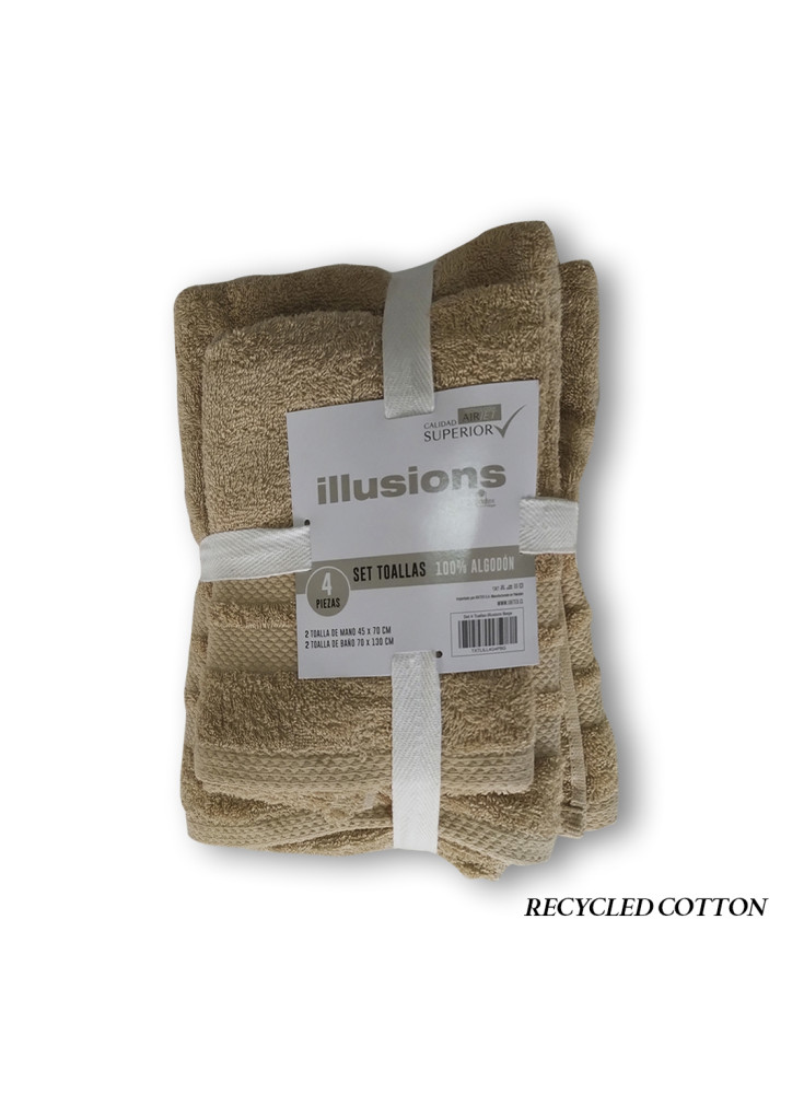 Set 4 Toallas Illusions Beige