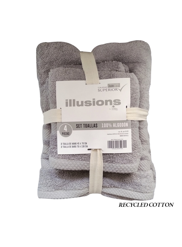 Set 4 Toallas Illusions Gris