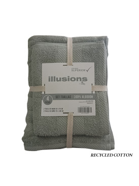 Set 4 Toallas Illusions Sage