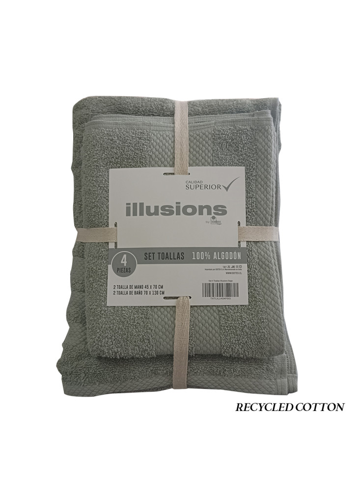 Set 4 Toallas Illusions Sage