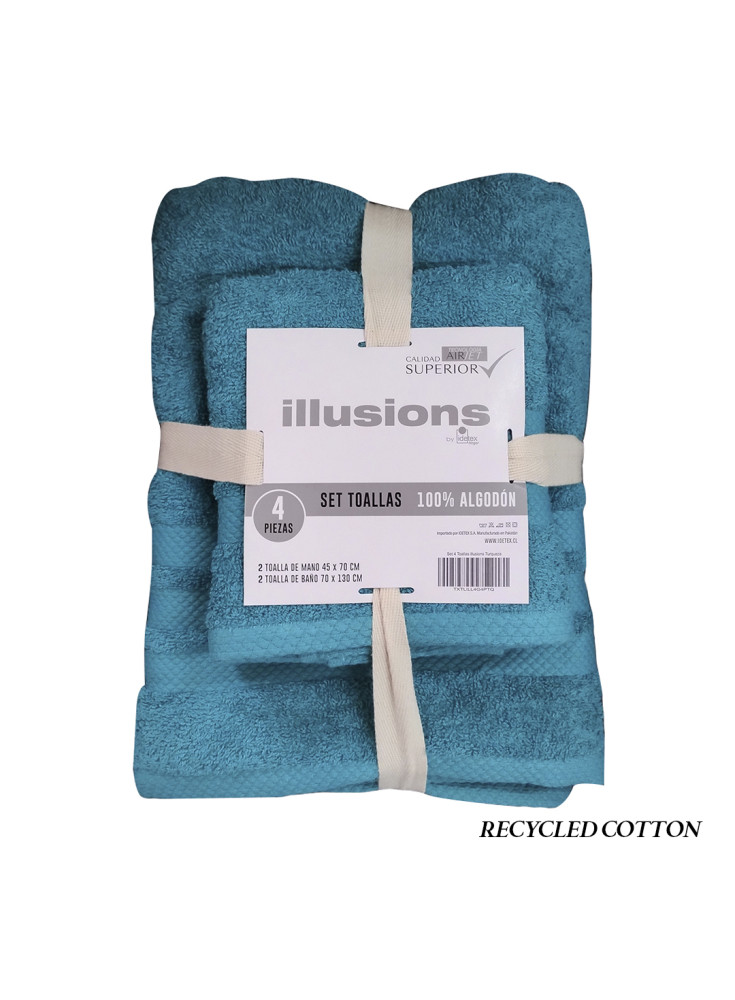 Set 4 Toallas Illusions Turquesa