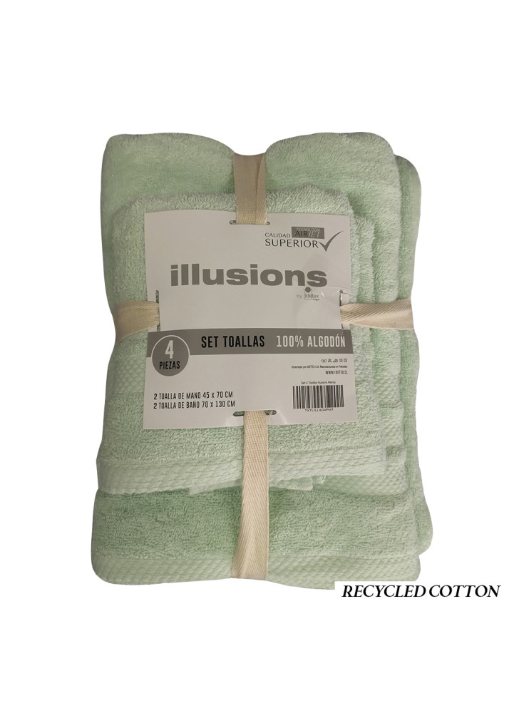 Set 4 Toallas Illusions Menta