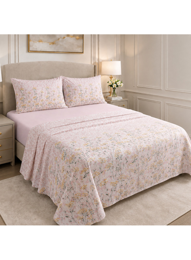Sábana Valencia 144H Floral Rosa 15P