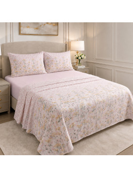 Sábana Valencia 144H Floral Rosa 25P
