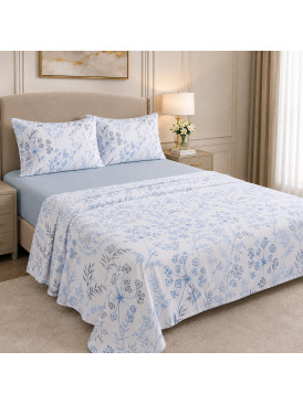 Sábana Valencia 144H Floral Azul 15P