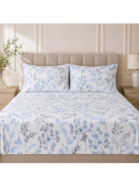 Sábana Valencia 144H Floral Azul 25P