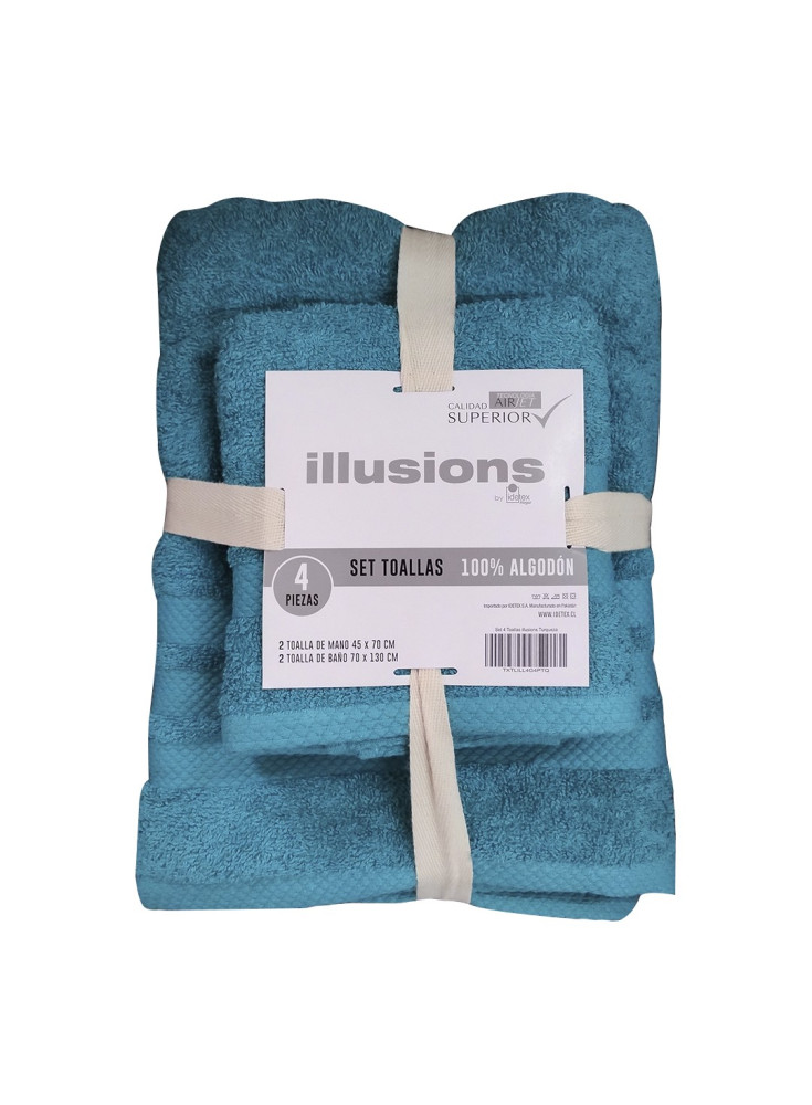 Set 4 Toallas Illiusions Turqueza