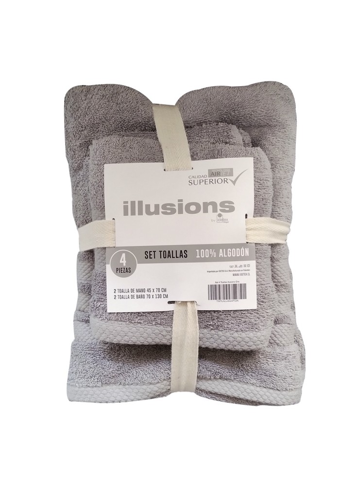 Set 4 Toallas Illiusions Gris