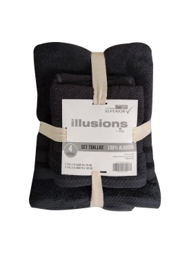 Set 4 Toallas Illiusions Negro