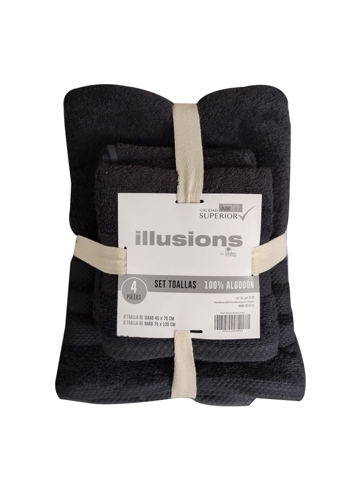 Set 4 Toallas Illiusions Negro