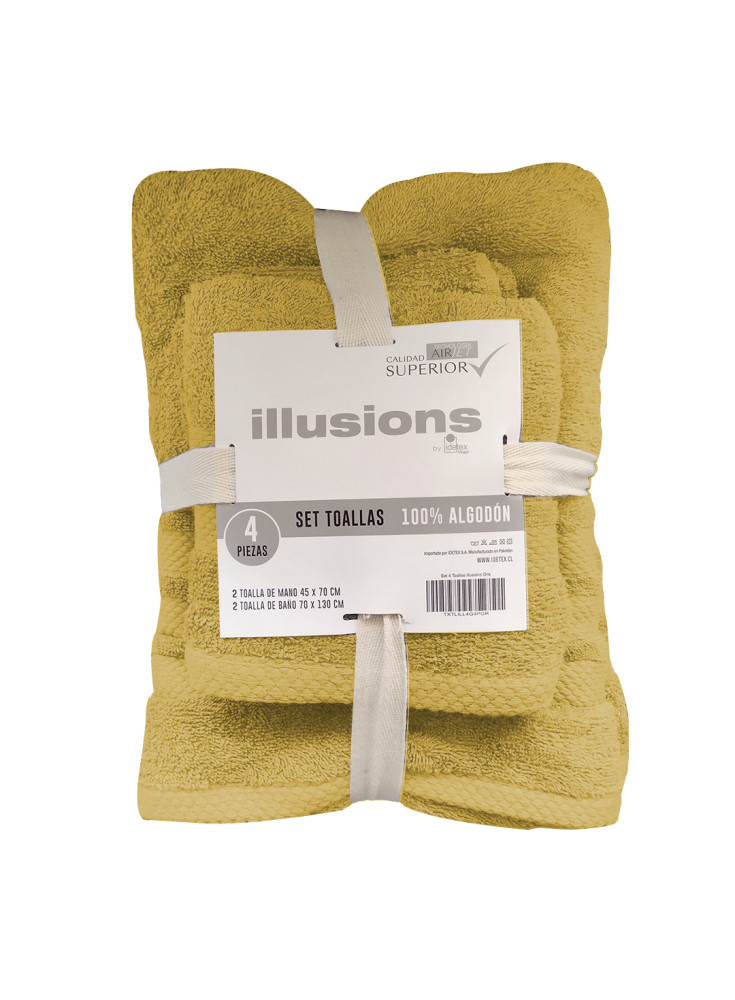 Set 4 Toallas Illusions Ocre