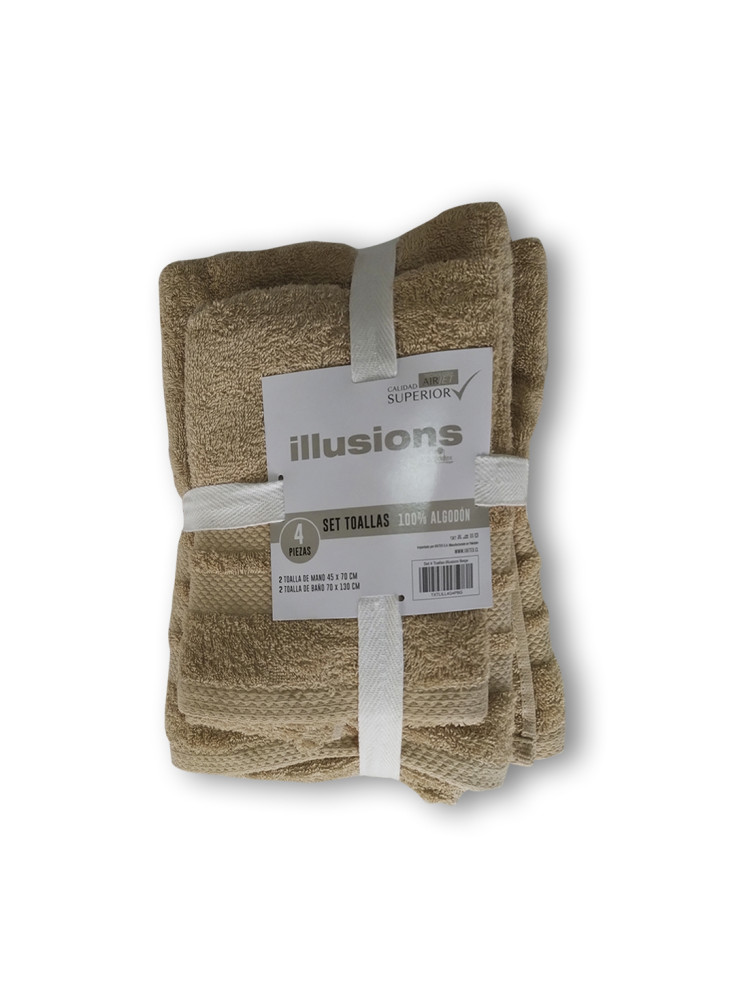 Set 4 Toallas Illusions Beige