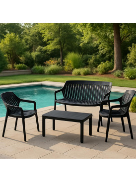 Juego Terraza Malaga Negro