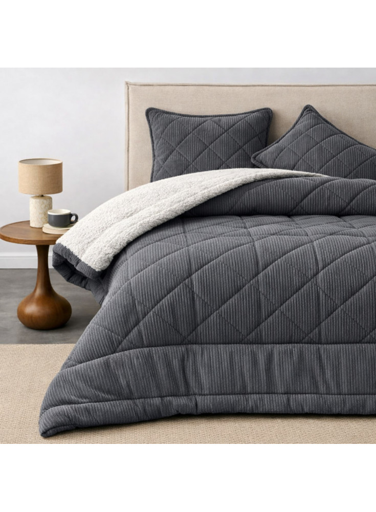 Plumón Corduroy Sherpa 15P Gris