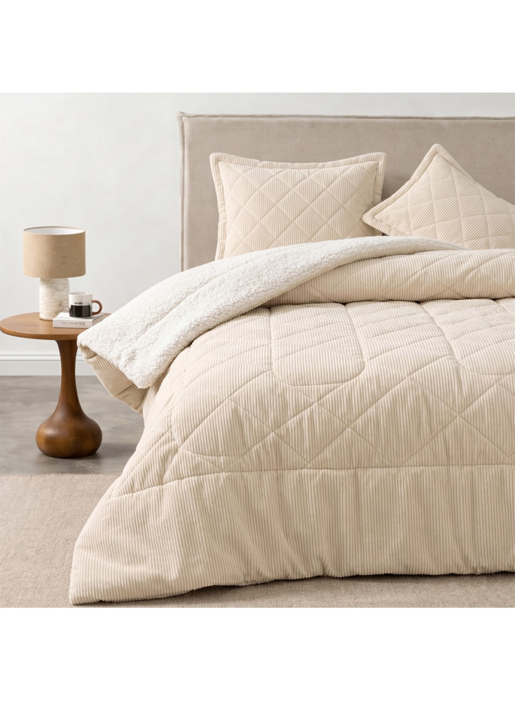 Plumón Corduroy Sherpa 30P Crema